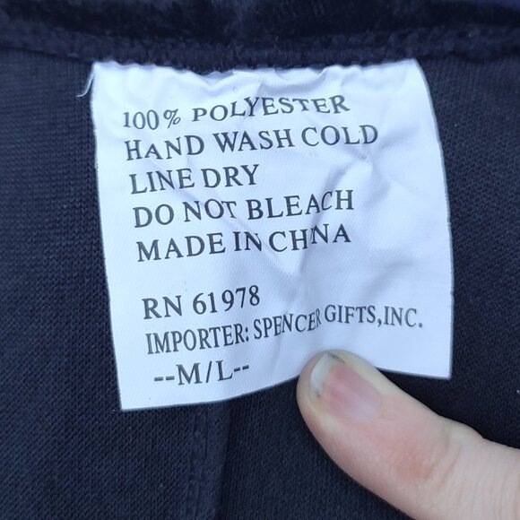 Spirit Halloween/Spencers Black Velvet Jumpsuit Medium/Large Excellent Condition - Picture 5 of 5